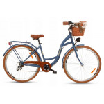 Mestský retro bicykel Goetze Mood 28" 7-prevodový tmavo modrá matná + košík